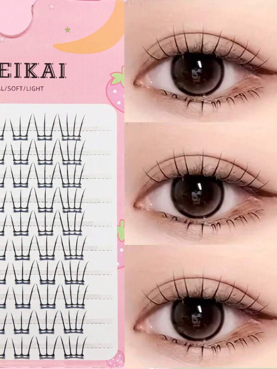 LIMEIKAI 60 Clusters False Eyelashes - Natural Soft Fluffy Look, Lightweight Everyday & Party Lashes, Easy Application, Beginner Friendly Lashes, Cat Paw Design Lashes, Comfortable Lash Clusters