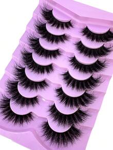 7pcs/Set 9D Fluffy Mink Eyelashes, Dense & Curly, DD Curl, Extend Makeup Look, Hot Melt Eyelash Extensions, Reusable, Create Long Lashes - Black - View 2
