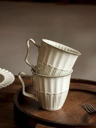 Vintage European Style Embossed Ceramic Mug, High-Quality Coffee Cup, Milk Cup, Elegant Afternoon Tea Dinnerware