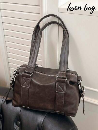 Túi Boston màu nâu tiện dụng | Túi xách có chi tiết đường may