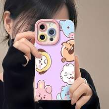 Personajes lindos de BT21 en tonos pastel sobre fondo moradofunda de teléfono Fundas compatibles con ,Apple,VIVO,OPPO,,, y Honor.Fabricadas en silicona TPU,ofrecen protección contra golpes y caídas. - Blanco - Ver 6