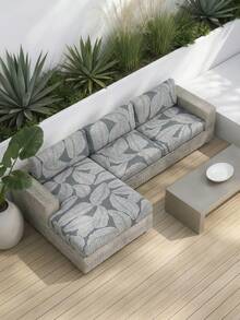 All-Season Elastic Non-Slip Outdoor Sofa Cushion Cover, Outdoor Printed Sofa Cushion Cover, Beach Villa Yard Printed Sofa Cushion Cover, Wear-Resistant And Scratch-Resistant Easy-To-Clean Outdoor Seat Cushion Cover, Patio Rattan Sofa Universal Furniture Protective Cover, Outdoor Sofa Cushion Cover, Outdoor Furniture Protection, Patio L-Shaped Rattan Sofa Protective Cover - Multicolor - View 5