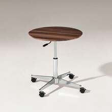 CLIPOP Round Bar Table With Base And 4 Wheels, Adjustable Height Counter Height Pub Table For Dining Room, Kitchen, Bar, Pub, Bistro, Cafe - Brown - View 9
