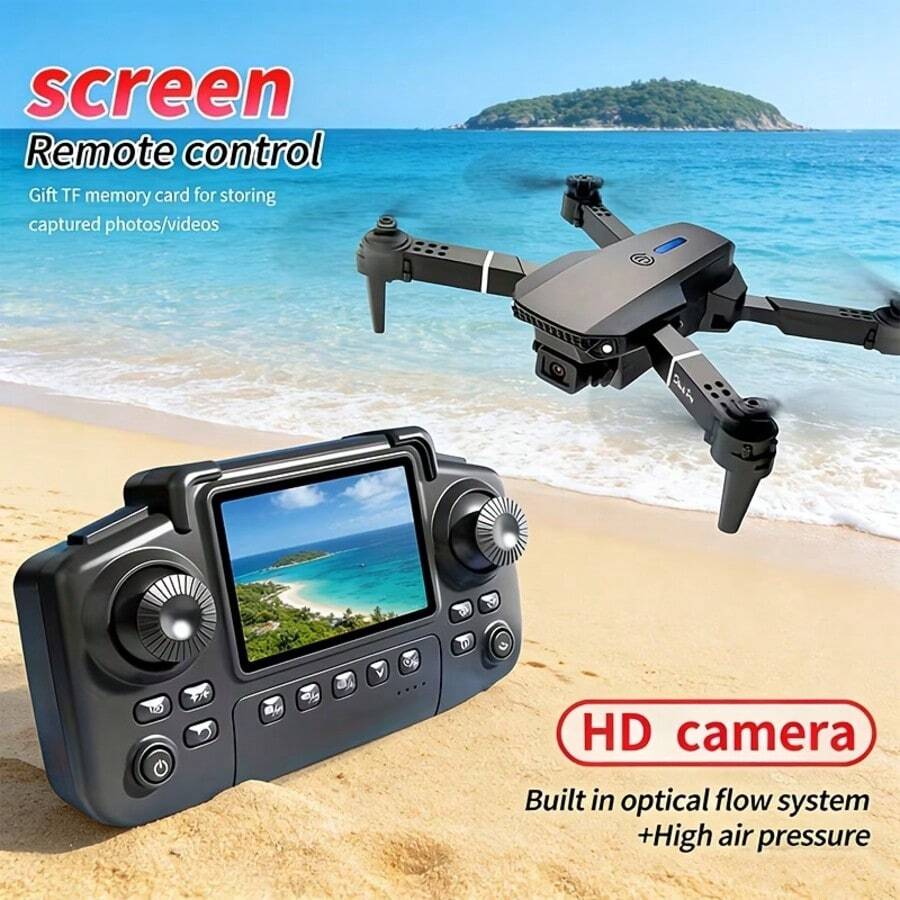 Complete E88 Drone Kit With Screen Remote, HD Camera, Optical Flow, Auto Return, Waypoint Flight, 360° Flip, Headless Mode, TF Card, Ideal For Aerial Photography Enthusiasts - Xem 1