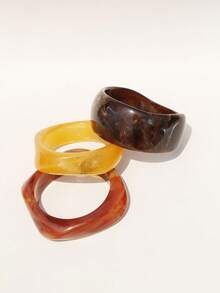 3pcs/Set Exaggerated Asymmetrical Resin Semi-Transparent Bracelet For Women, Unique & Versatile - Multicolor - View 5