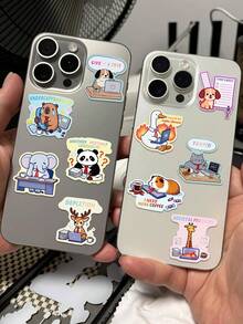 50张卡通可爱动物贴纸创意趣味贴花，适用于手机壳、笔记本电脑、吉他、滑板、冰箱、行李箱等，DIY节日派对礼物学生奖励 - 1 Set - 查看 8