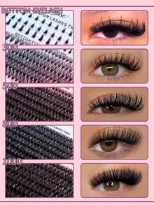 Fengxiu Eyelash 560片/651片大容量睫毛册，仿貂毛单簇假睫毛，10D+30D+50D+80D+100D混合款式，俄式浓密睫毛，3D蓬松纤长尖头假睫毛，D/DD卷度，0.31-0.63英寸混合长度，0.07毫米超薄，柔软舒适，可重复使用，DIY嫁接睫毛，5种款式，尖头假睫毛，单簇假睫毛，适合日常妆容、派对、舞台、角色扮演、美容保健、节日魅力妆容。 - DD - 查看 5