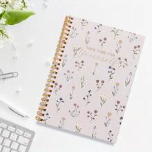 1pc Flower Design Spiral Notebook Diary For Writing, Work, College, Ideal Gift For Friends, Students, Vintage-Innovative Journal Writing Book - F - View 3