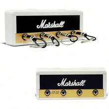 4 Guitar Plug Keychains + 1 Wall Mounted Key Holder Set, Guitar Shaped Key Rack With Screws, Space Saving Keyhook Organizer For Home Entryway, Hallway, Apartment, Music Room Decor For Guitar Enthusiests - Đế móc khóa màu trắng + bốn phích cắm - Xem 3