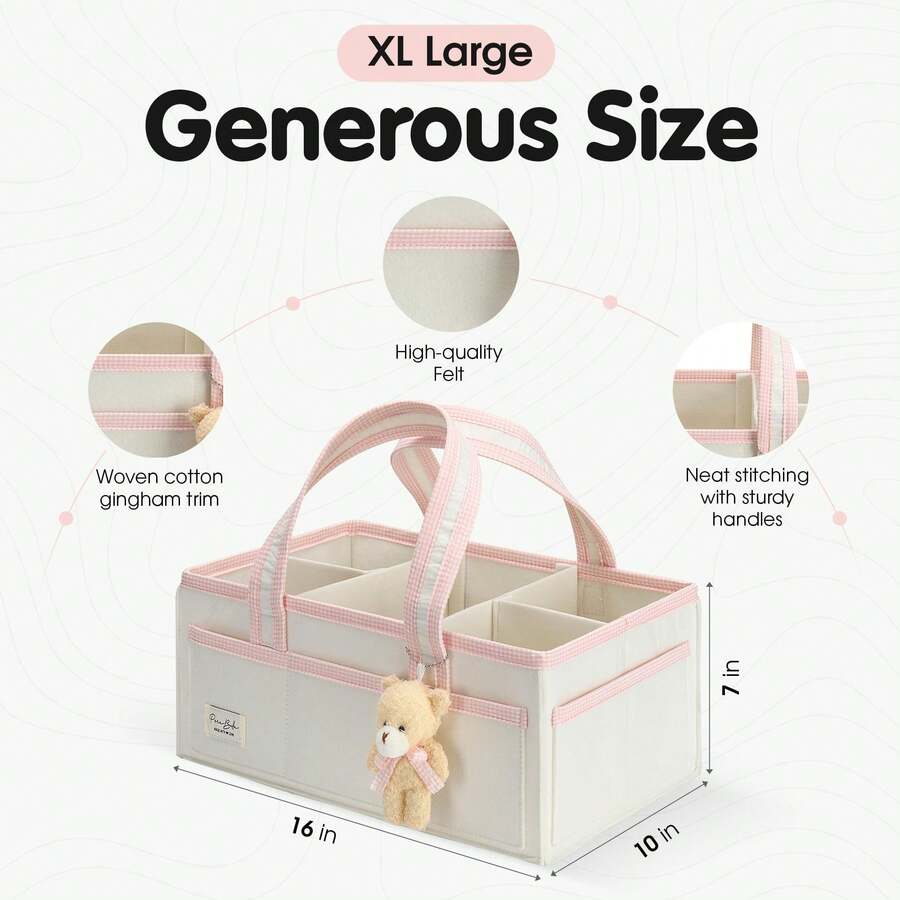 1PC Baby Diaper Caddy Organizer, Baby Basket Shower Gift Caddy, Portable Felt Changing Table Basket, Nursery Storage Bin, Newborn Boy And Girl Essentials For Registry, Car Diaper Organizer - 彩色 - 查看 1