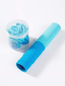 50 peças de elásticos de cabelo de nylon sem costura azul oceano em frasco de grande capacidade, azul royal e azul celeste, alta elasticidade, não danificam o cabelo, finos, elásticos macios para rabo de cavalo para mulheres, adolescentes e adultos, adequados para tranças, cabelo encaracolado ou liso, acessórios de cabelo de alta resistência para fitness, desporto, ioga, corrida, natação, elásticos antiderrapantes, presente ideal para o Dia da Mãe, aniversário, festa de praia de verão - Azul - Ver 4