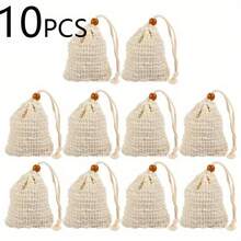 Soap Bags - 10-Pack Exfoliating Mesh Bags - A Must-Have For Girls' Bathing - Reusable Foaming Nets With Drawstring For Easy Lathering And Drying, Bathroom Accessories, Home Bathroom Decor. - View 9