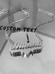 1pc Custom Double Layer Name Necklace Stainless Steel Cuban Chain Heart Name Plate Shiny Pendant 3D Name Personalized Jewelry Unisex Christmas Gift For The Family Stylish Gorgeous Holiday Gift For Him,Engraved, Stainless,Colorful,Cute,Adorable,Funny,Kawaii,Y2K,Stylish,Unisex,Casual,Custom,Personalized,Unique,Customized,Ideal Gifts For Him,Ideal Gifts For Her,Her,Boyfriend,Girlfriend,Family,Friends,School Supplies,Back To School,School Gift,For Office,For School,For Classroom,For Teacher Gifts,For University,For Colleague,For Dorm Rooms,For Teacher,For Boys And Girls,For Teenagers,Junior High School Students,Middle School Students,High School Senior High School Students,College Students,University Students,Freshman,Sophomore,Underclassmen,Delicate Romance,Silver Stylish - Multicolor - View 11