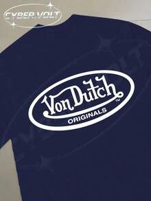 Summer Clothes Dutch Manfinity Y2K Style Print (180g Pure Cotton T-Shirt) Cotton T-Shirt - Soft And Breathable, Green Print 100% Pure Cotton Fabric - Comfortable And Vibrant Summer Streetwear Short-Sleeved T-Shirt, Cool Motorcycle Design, Vintage Summer Men's Everyday Wear T-Shirt Summer Outfits For Women - Màu xanh hải quân - Xem 2