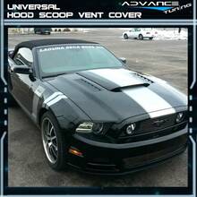 Universal Fitment Black Front Air Flow Intake Hood Vent Scoop 2PCS 20x5 Inch PP - default - View 3