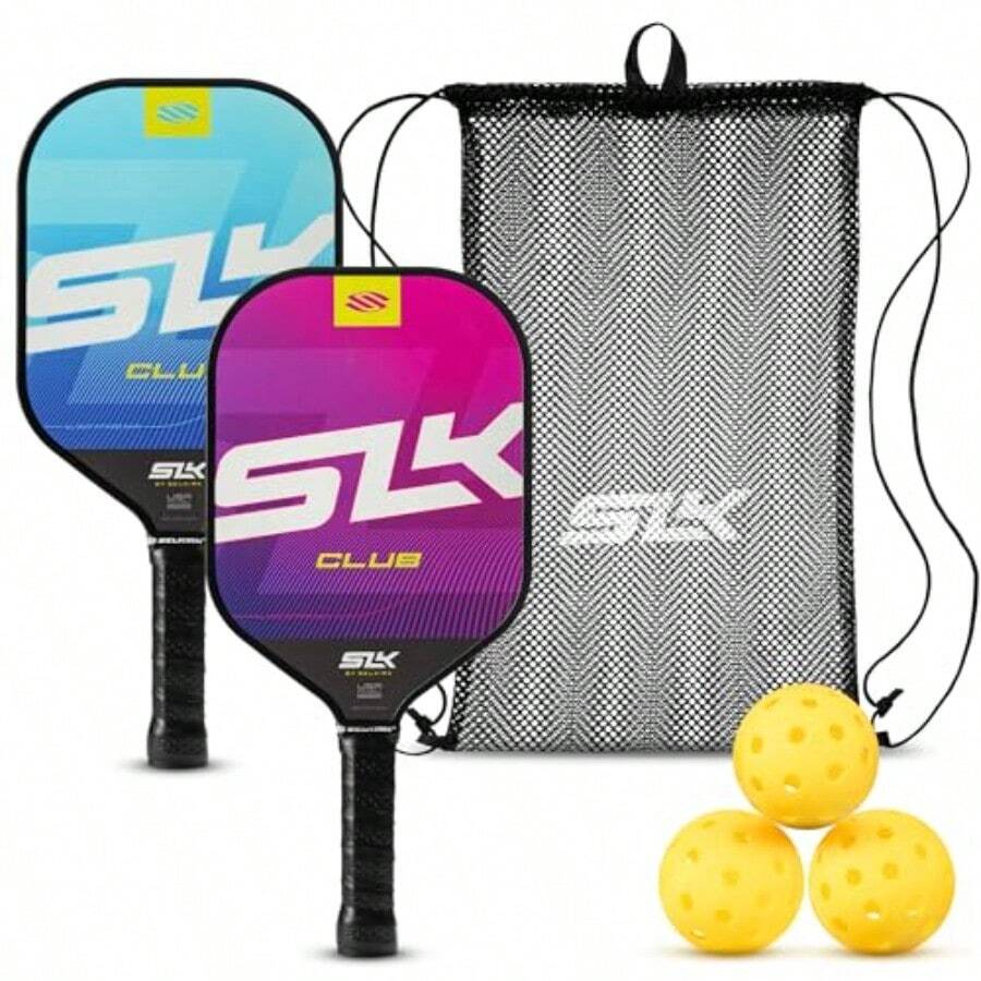 2024 SLK by Selkirk Pickleball Paddles Featuring a Multilayer Fiberglass and Graphite Pickleball Paddle Face SX3 Honeycomb Core Pickleball Rackets Designed in The USA for Traction and Stability - Club Juego de 2 Rosa y azul Grafito y fibra de vidrio - Ver 1