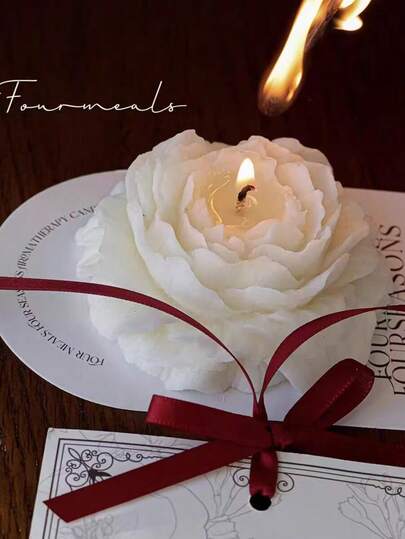 1支花形蜡烛，优雅香氛蜡烛，适合作为生日礼物、毕业礼物、学生礼物、节日礼物、返校宿舍装饰套装、婚礼、母亲节、情人节、圣诞节礼物（天然蜡，手工花卉设计，持久留香）。