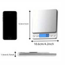 3000g/0,1g Bilancia da cucina digitale, bilancia di precisione in grammi, display LCD retroilluminato in acciaio inossidabile, bilancia tascabile per gioielli, funzionamento a batteria (batterie non incluse) - Argento - Visualizzare 4
