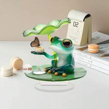 Décoration de bureau en forme de feuille de lotus en acrylique, ornement de table mignon en forme d'animal, cadeau pour les amateurs de grenouilles - A - Voir 2