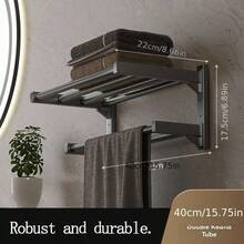 2-Layer/3-Layer Carbon Steel Towel Rack, Towel Holder,Bathroom Accessaries,Towel Holder,Easy To Install Wall Mounted Bathroom Towel Rack Without Drilling, Space Saving Storage Organizer - Multicolor - View 7