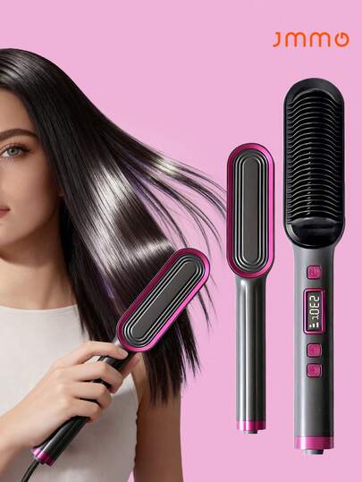 JMMO Máy duỗi tóc dạng bàn chải, duỗi tóc tốt hơn các sản phẩm thông thường, phù hợp với mọi loại tóc, thiết kế lược chống bỏng, lược nhiệt giúp tóc suôn mượt không xơ rối - Bàn chải duỗi tóc bằng gốm, màn hình LCD, nhiệt độ điều chỉnh được, sử dụng được cả khi tóc ướt và khô, món quà hoàn hảo cho phụ nữ.