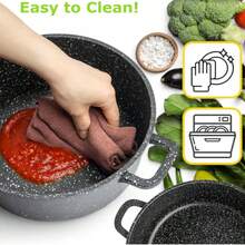 6-Piece Granite Coated Cookware Set, Non-Stick Pots For Induction & Gas Stove, Durable Kitchen Cooking Set With Heat-Resistant Handles 2 Different Sizes Sets. - View 4