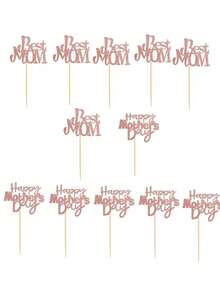 1 pieza Decoración para pastel del Día de la Madre - Decoración de cupcake con tema del Día de la Madre que presenta un diseño en oro rosa "Mejor mamá". Este adorno de tapa de pastel "Feliz Día de la Madre" es perfecto para la decoración de hornear y el estilo de pastel del Día de la Madre. - multicolor - Ver 7