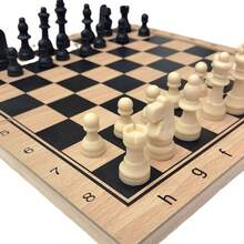 三合一木制国际象棋套装，多功能互动棋盘游戏，经典玩具，生日、节日、情人节的完美礼物 - 彩色 - 查看 2