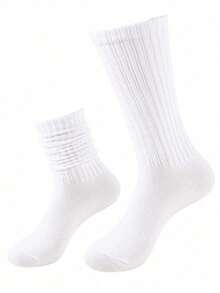 6 pares de calcetines altos casuales para mujer, suaves y cómodos, aptos para todas las estaciones - Blanco - Ver 6