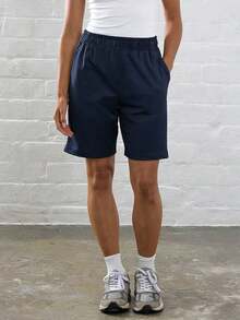 1 Peça Shorts Soltos, Casuais, Versáteis, para Uso Diário, Esportes ao Ar Livre para Adolescentes Meninas - Azul Marinho - Visão 7