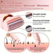 Dual Head Women's Electric Shaver, Wet & Dry Painless Bikini Trimmer, USB Rechargeable Electric Razor For Women & Men, Full Body Hair Removal Device For Private Pubic, Armpit, Legs & Facial Hair - Multicolor - View 6