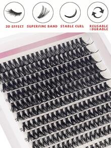 Bộ 240 sợi mi giả D-Curl dạng xòe, dài 8-16mm, tự làm mi giả, tự nhiên và mềm mại, có thể tái sử dụng, bao gồm dụng cụ trang điểm, keo, nhíp và cọ, thích hợp cho sử dụng hàng ngày, đám cưới, hẹn hò, tiệc tùng, lễ hội âm nhạc, Halloween. - Nhiều màu - Xem 7