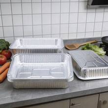 10pcs/Pack Disposable Thick Aluminum Foil Baking Trays, Large Capacity Rectangular Baking Pans, Suitable For Home Baking, Oven And Air Fryer - Silver - View 3