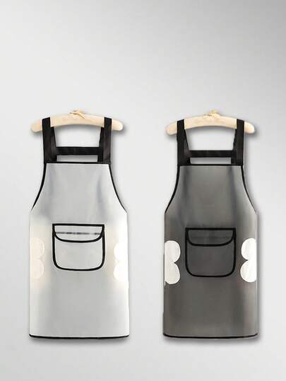 1 chiếc tạp dề nhà bếp, màu đen trắng trong suốt, dễ lau chùi, chống thấm nước và dầu mỡ, trang phục nấu ăn/làm việc thời trang cho cặp đôi, cổ điều chỉnh được, 1 túi, chống thấm nước và dầu mỡ, thích hợp cho ngành dịch vụ ăn uống, đầu bếp, quà tặng Ngày của Mẹ/Ngày của Cha.