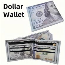 1pc Vintage Dollar Pattern Ultra-Thin Wallet, Credit Card Holder, Zippered Coin Purse, PU Leather Convenient Business Folding Card Holder - 1 - 查看 5