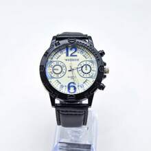Reloj para Hombre Pulsera de Piel Vintage Elegante Diseño Clásico Casual Cronómetro Digital Multifunción Fecha, Alarma y Luz LED Estilo Formal y Deportivo Ideal para Oficina y Uso Diario - -,Negro - Ver 1