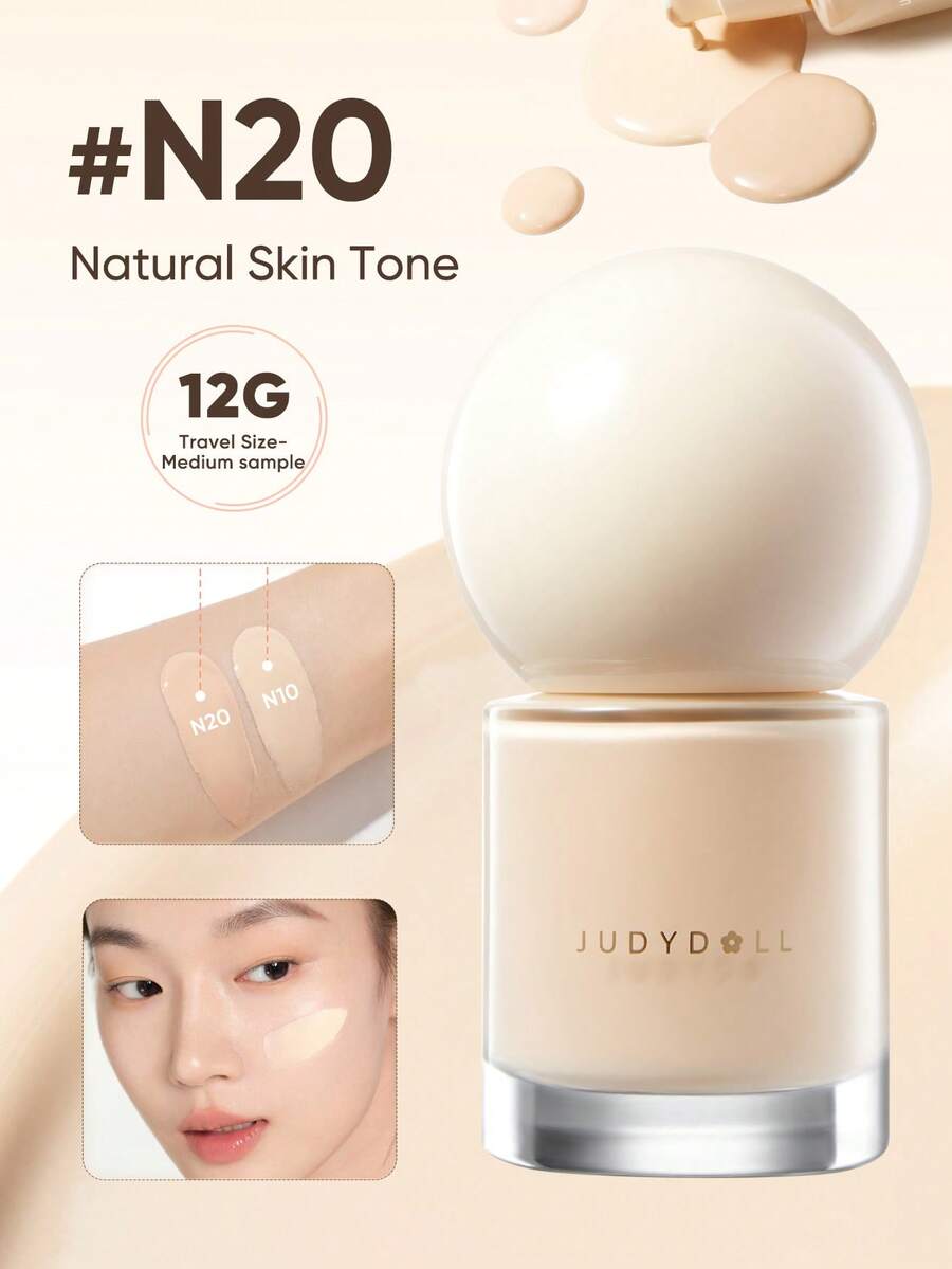 JUDYDOLL 4种颜色可选，专为油性肌肤设计的粉底液，持久不脱妆，遮瑕控油。旅行装，派对必备，送给朋友和女友的特别礼物。婚礼必备，婚礼宾客，单身派对，打造优雅、自然、甜美、迷人、约会之夜妆容。 - #N20 中樣 - 查看 1