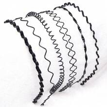 6pcs Unisex Black Invisible Sports Headband, Minimalist Korean Style Hairband, Wave Hair Clip Headpiece, DIY Party Holiday Headband Base - Black - View 6