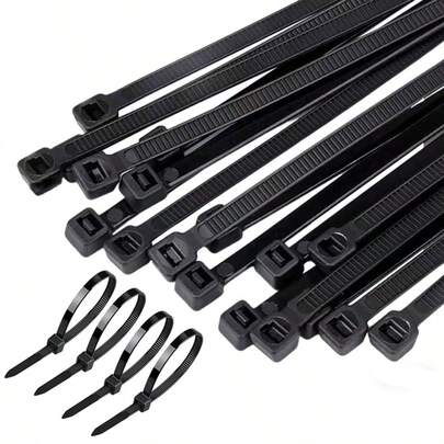 300pcs Black Self-Locking Nylon Cable Ties 3.6*200mm, Suitable For Cable Management, Gardening, Office, Industrial Sites, Wear-Resistant, Cold-Resistant