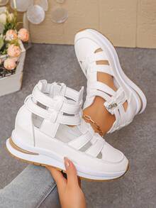 1 Pair Summer New Arrival Side Zipper Comfortable Soft Bottom Lightweight Fashionable High-Top Platform Wedge Sandals For Women,Beach Shoes - White - View 7
