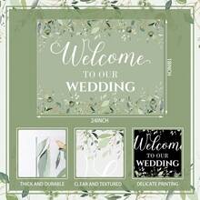 Acrylic Wedding Welcome Sign, 24 X 18 Inch Greenery Eucalyptus Design Wedding Reception Ceremony Lawn - 1 - Xem 5