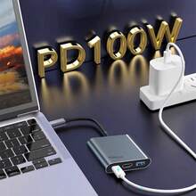 Lenovo Type-C Docking Station, 3-In-1 Multi-Functional Converter, PD 100W Fast Charging, 4K High-Definition HDMI Video Output, USB 3.0 Splitter, Suitable For Apple MacBook/Huawei/Xiaomi Laptop Docking Stations. - View 3