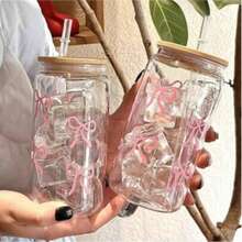 16oz Large Capacity Cola Can Design Plastic Cup With Lid And Straw, Luxury Feel - Pink - View 6