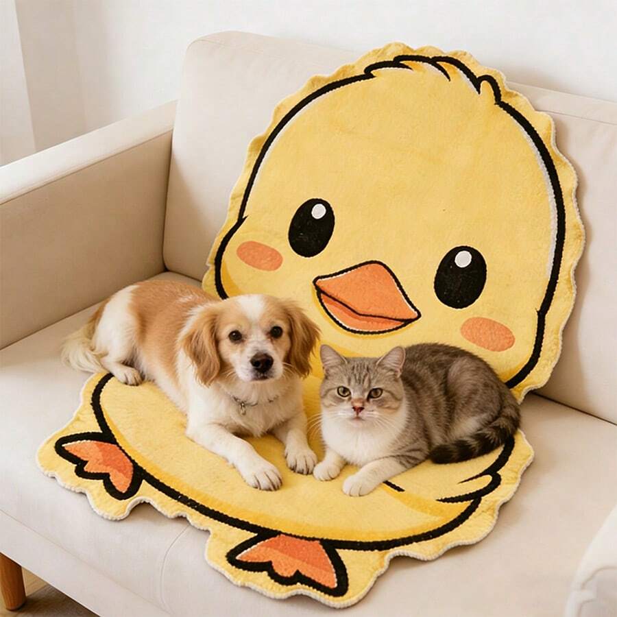1 pieza Manta de peluche con forma de pato, cama para mascotas, cojín de ventana, funda de sofá, accesorio de fotografía, de múltiples usos y rentable - Amarillo - Ver 1