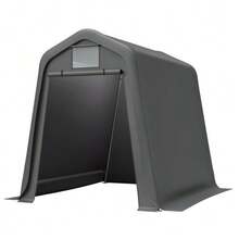 Storage Shed 245x183x217cm Grey – Versatile Use As A Garden Shed, Bicycle Shelter Or Carport, Waterproof PE Material With Roll-Up Shutters, UV And Wind Resistant, Easy Assembly - Grey - View 9