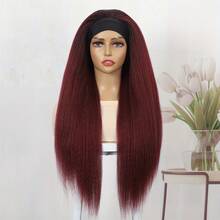 Headband Wig, Yaki Ribbon Hair, Black Synthetic Ribbon Wig, Lace-Free Wig, Natural Color Wig Cap - Multicolor - View 9