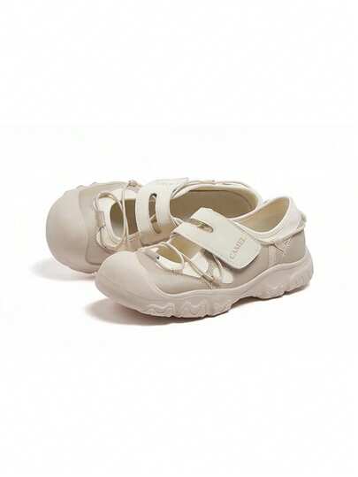 CAMEL CROWN 女士春季轻便户外休闲运动多功能增高魔术贴玛丽珍鞋丑萌鞋