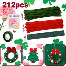 【限量212件手工套装】2色7毫米玫瑰花造型毛根套装 – 含花茎、花艺胶带、绿色毛根 – 适用于母亲节、圣帕特里克节、三叶草、花束制作、插花、DIY装饰，适合新手 – 高品质手工材料 - 212pcs craft - 查看 8