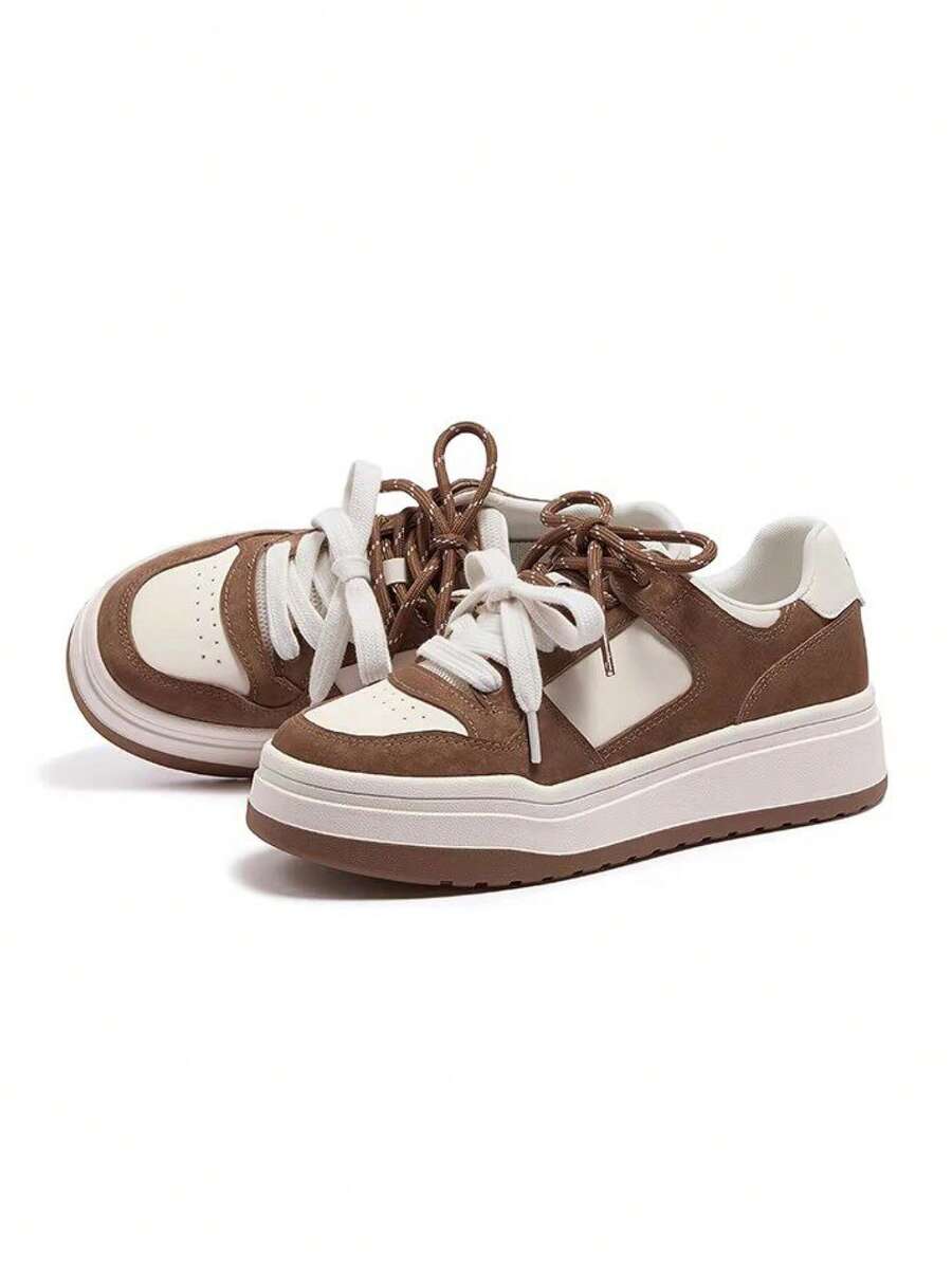 CAMEL CROWN Women's Sports Shoes, Early Spring Casual Versatile Loafers, Thick Sole Comfortable Sneakers - Beige - View 1