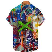 Abstract And Colorful Patterns Symbolize Creative Energy And Happy Emotions. 3D Printed Casual Short Sleeved Button Men's Shirt For Summer Fashion - A508D-AL24363 - 查看 1
